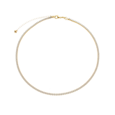 Colar Dourado Chocker Riviera Pedras Brancas Banhado a Ouro 24k