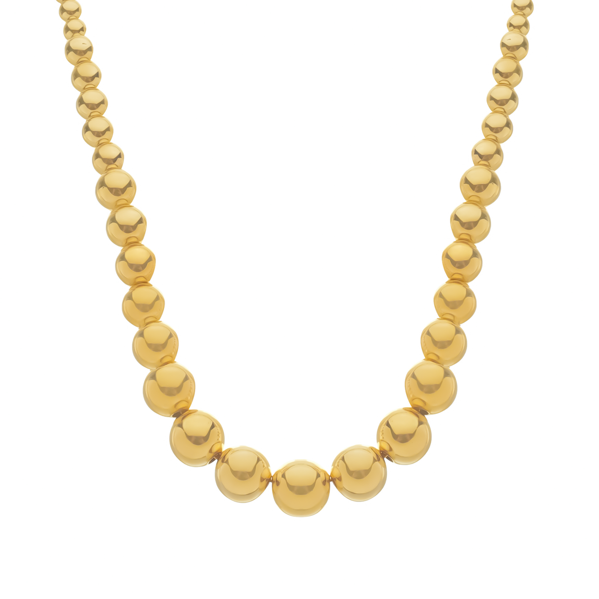 Colar Dourado de Bolas Crescentes Banhado a Ouro 24k