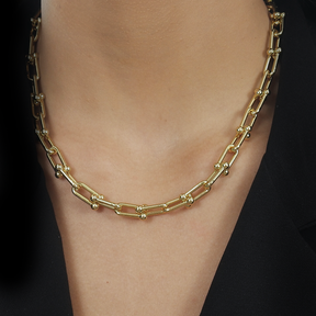 Colar Dourado Chocker Corrente Elos Largos Banhado a Ouro 24k