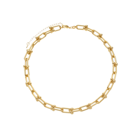 Colar Dourado Chocker Corrente Elos Largos Banhado a Ouro 24k