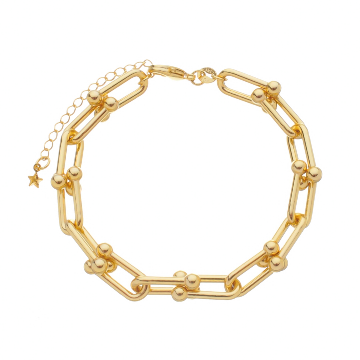 Pulseira Dourada Corrente Elos Largos Banhado a Ouro 24K