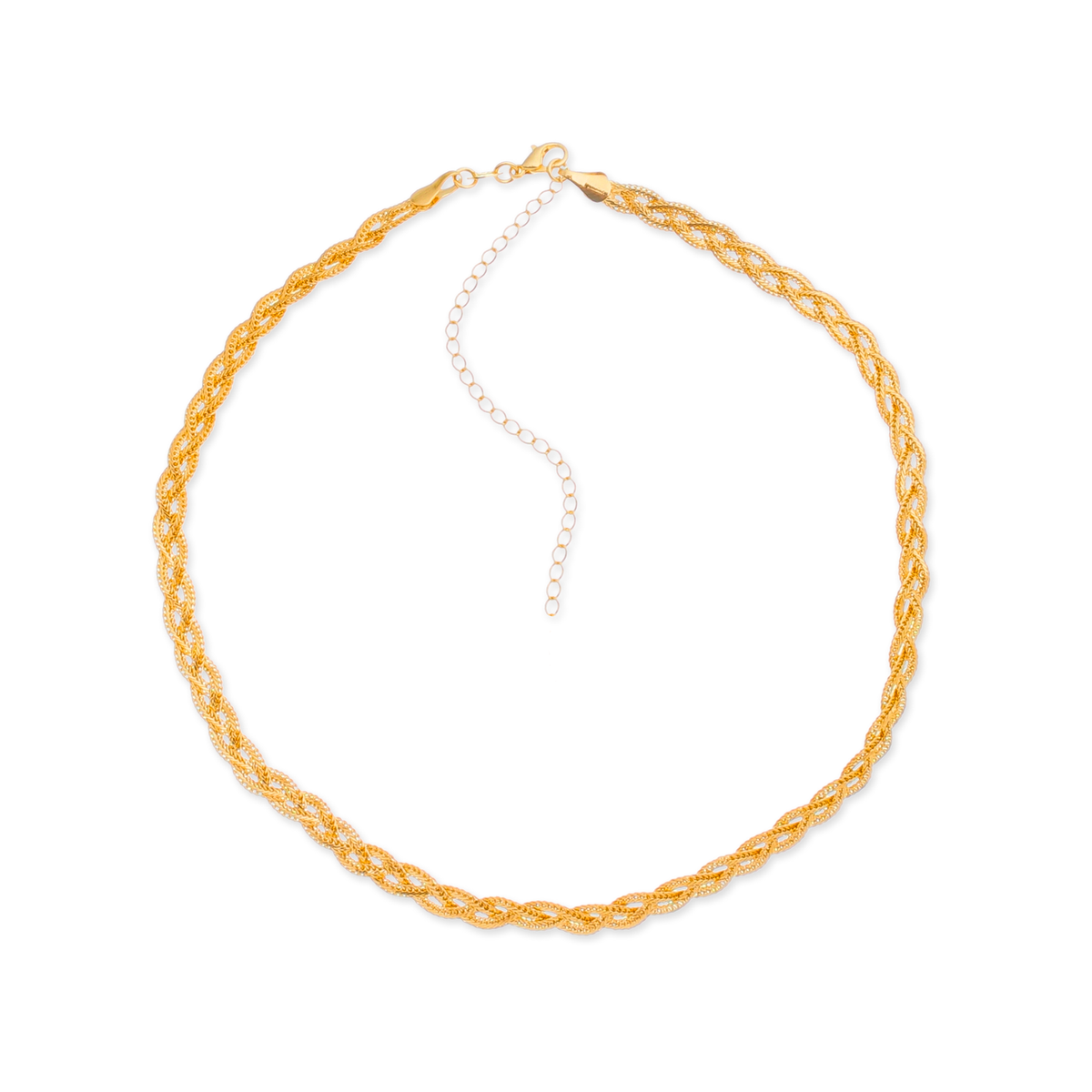 Colar Dourado Chocker Trançada Banhado a Ouro 24k