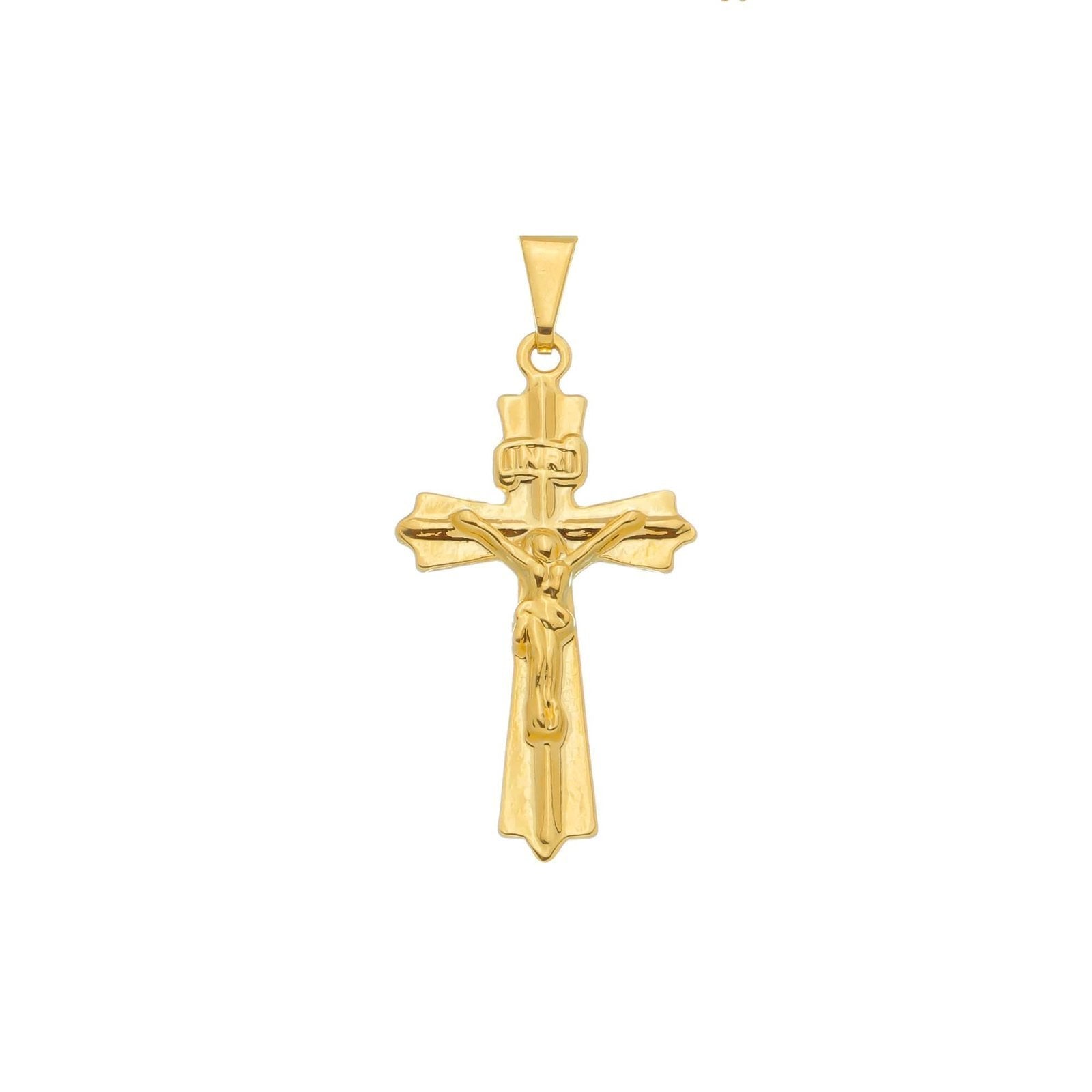 Pingente Dourado Crucifixo Detalhes Banhado a Ouro 24K