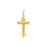 Pingente Dourado Crucifixo Detalhes Banhado a Ouro 24K