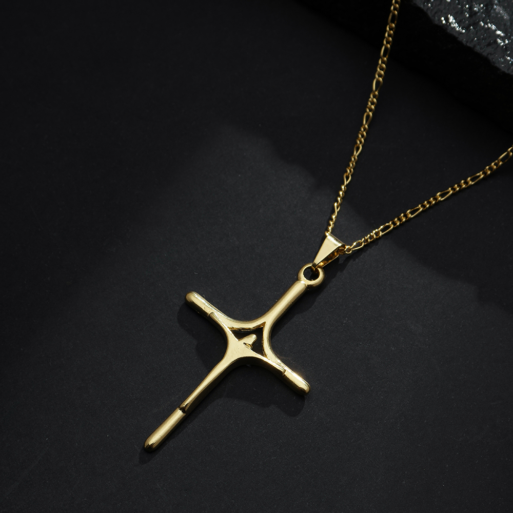 Pingente Dourado Crucifixo Banhado a Ouro 24k