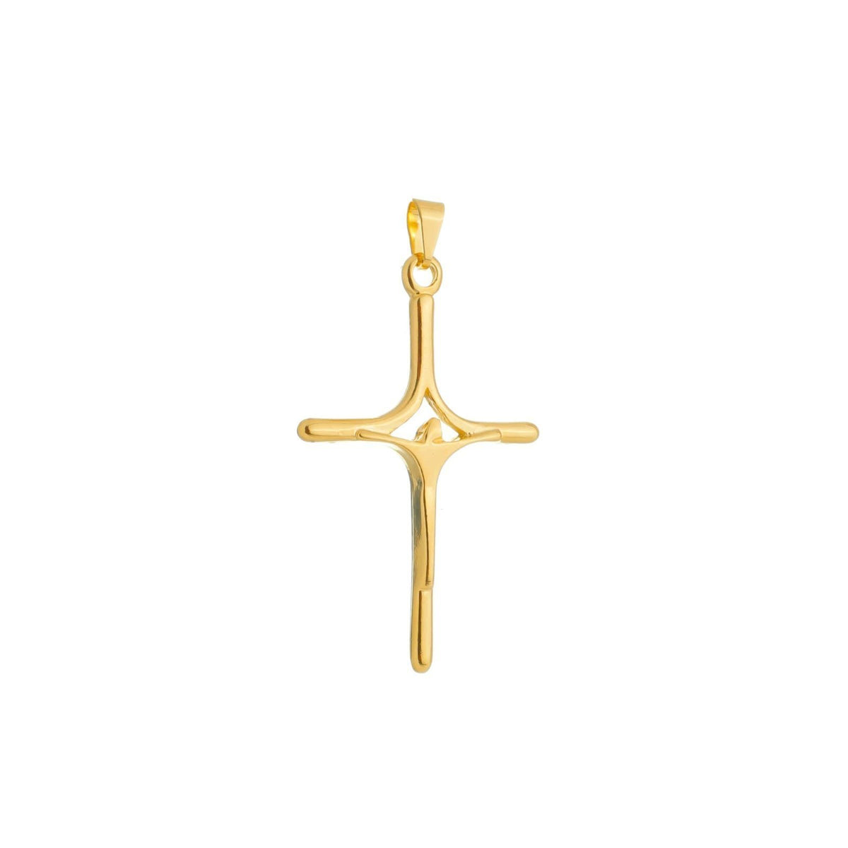 Pingente Dourado Crucifixo Banhado a Ouro 24k