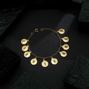 Pulseira Dourada 10 Dez Mandamentos Banhado a Ouro 24K