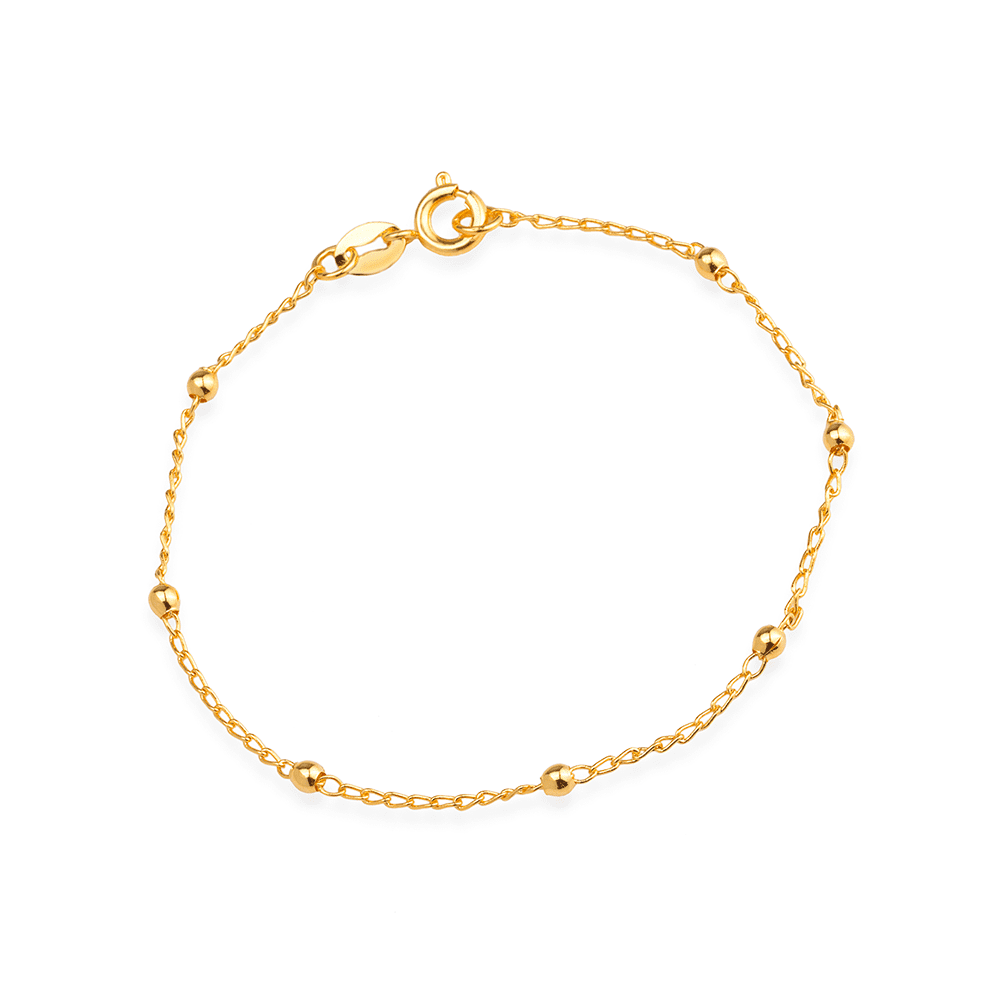 Pulseira Dourada de Bolinhas Delicada Banhado a Ouro 24K