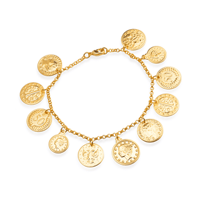 Pulseira Dourada de Moedas Antigas Banhado a Ouro 24K