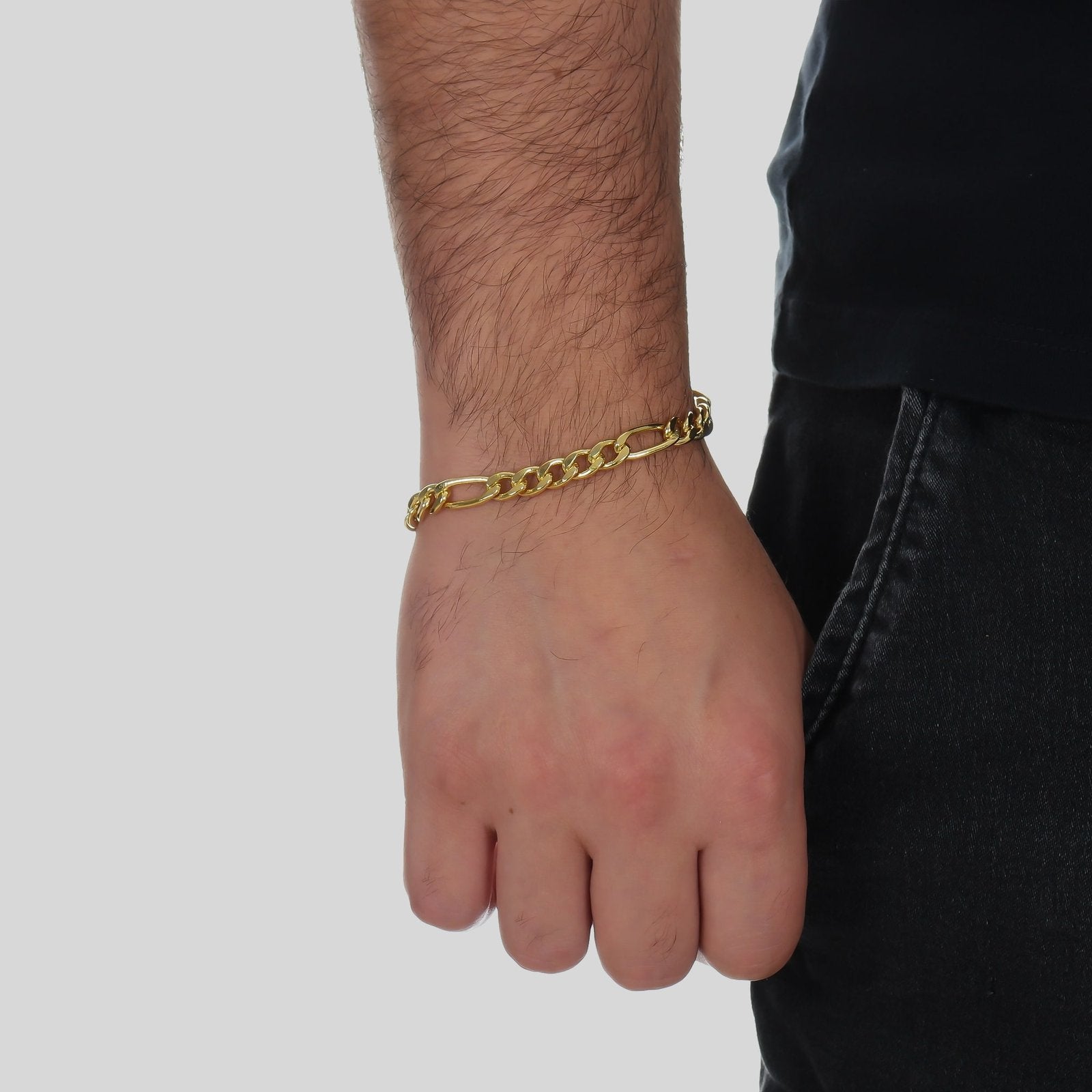 Pulseira Dourada Masculina Elo 5 por 1 Banhado a Ouro 24K