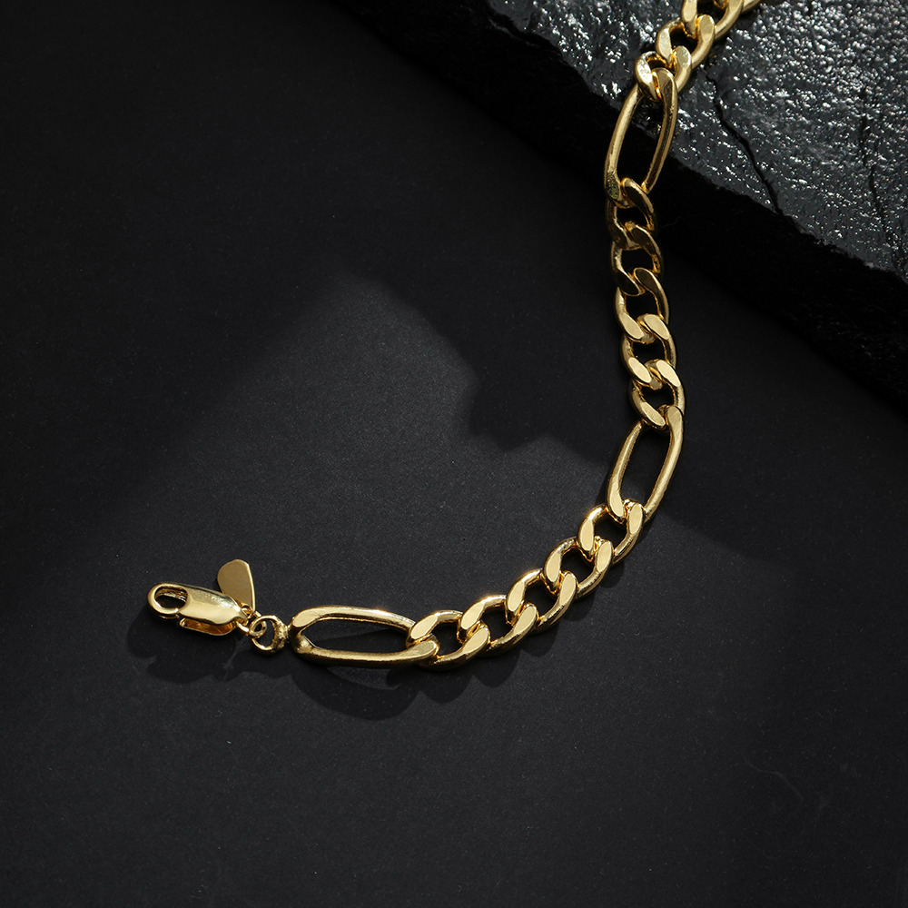 Pulseira Dourada Masculina Elo 5 por 1 Banhado a Ouro 24K